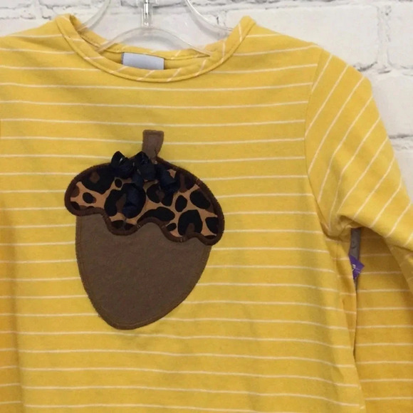 Bailey Boys Yello Stripe Acorn Long Sleeve Dress size 2T - Picture 3 of 7